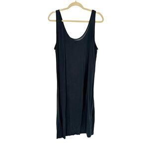 COS Dark Blue Maxi Shirt Dress Sleeveless Raw Hem Casual Summer Beach Size L